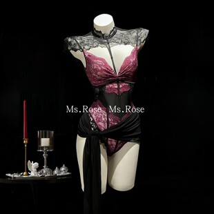 Ms Rose高级御姐风蕾丝睡衣性感刺激情调趣味内衣女士深v挂脖睡裙