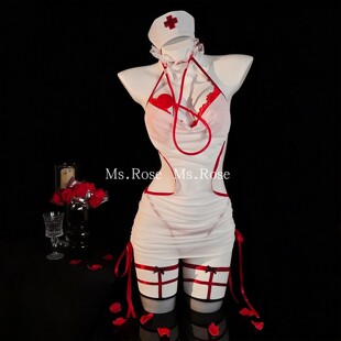 Ms Rose性感护士服cos制服情调套装女蕾丝荡领包臀睡裙小胸qq内衣