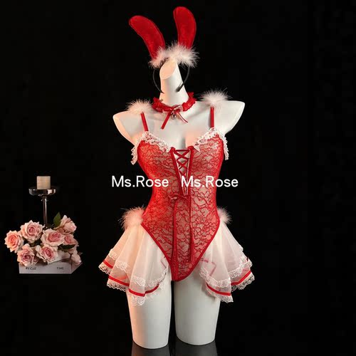 纯欲蕾丝兔女郎连体qq制服套装