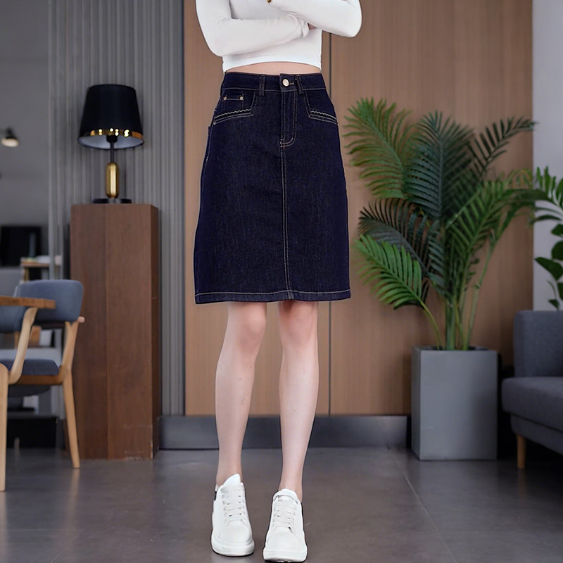 春秋新款高腰A字牛仔裙半身裙女