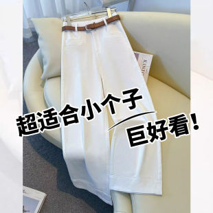 垂感显瘦小个子直筒裤 爆款 女春秋2026款 拉夏贝尔高端白色牛仔宽裤