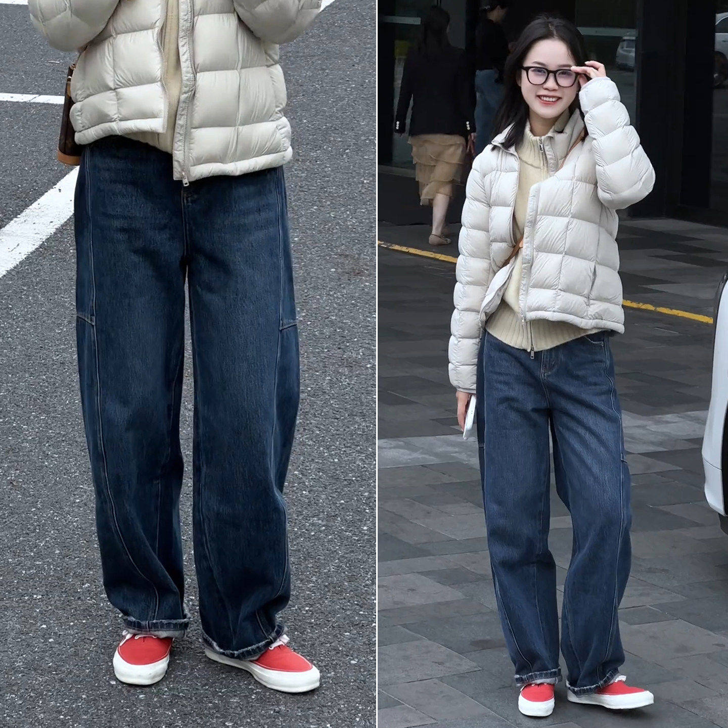 拉夏贝尔弯刀牛仔裤女裤子2025年冬季新款长裤宽松高腰加绒阔腿裤,女装/女士精品,大码裤装,淘宝优惠券,粉丝福利购,淘宝优惠卷