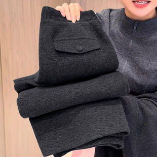 秋冬季 阔腿裤 毛呢裤 小个子裤 拉夏贝尔休闲裤 子加绒直筒裤 2026新款