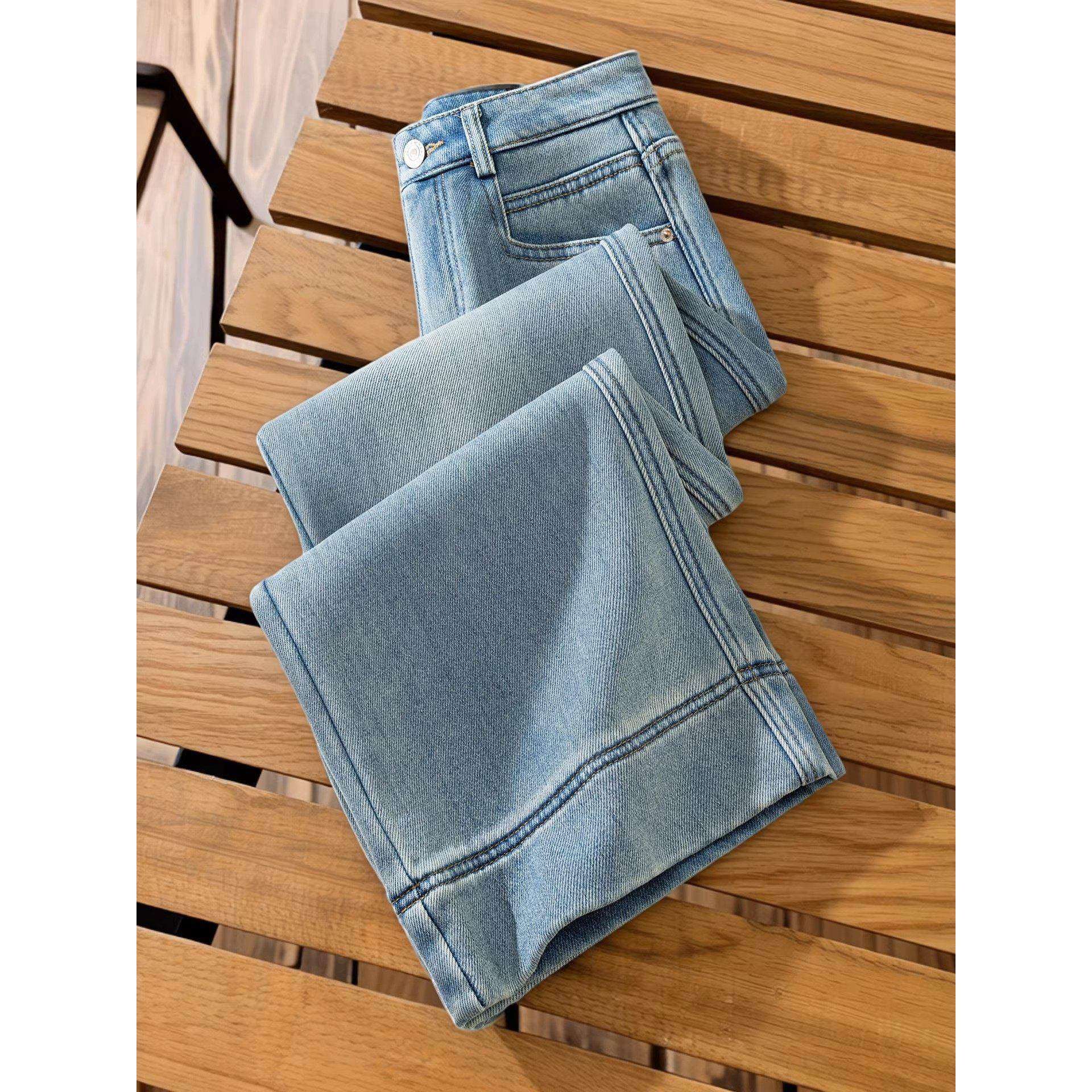 拉夏贝尔高级感浅色直筒牛仔裤女春秋季2026新款小个子显瘦阔腿裤,女装/女士精品,牛仔裤,淘宝优惠券,粉丝福利购,淘宝优惠卷