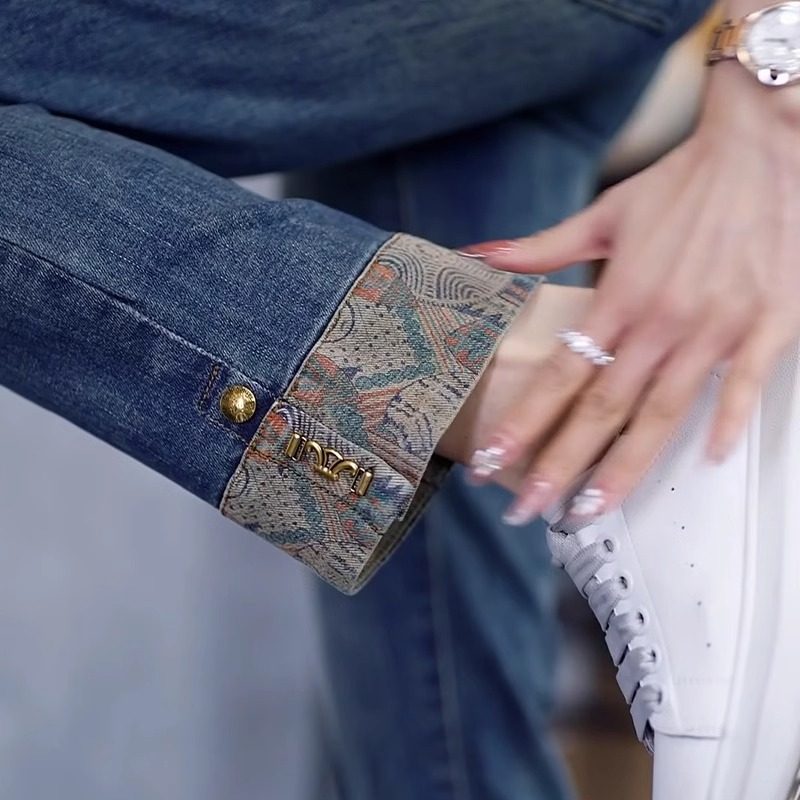 时尚牛仔烟管裤女士2026春夏季新款高腰百搭卷边直筒裤哈伦裤长裤