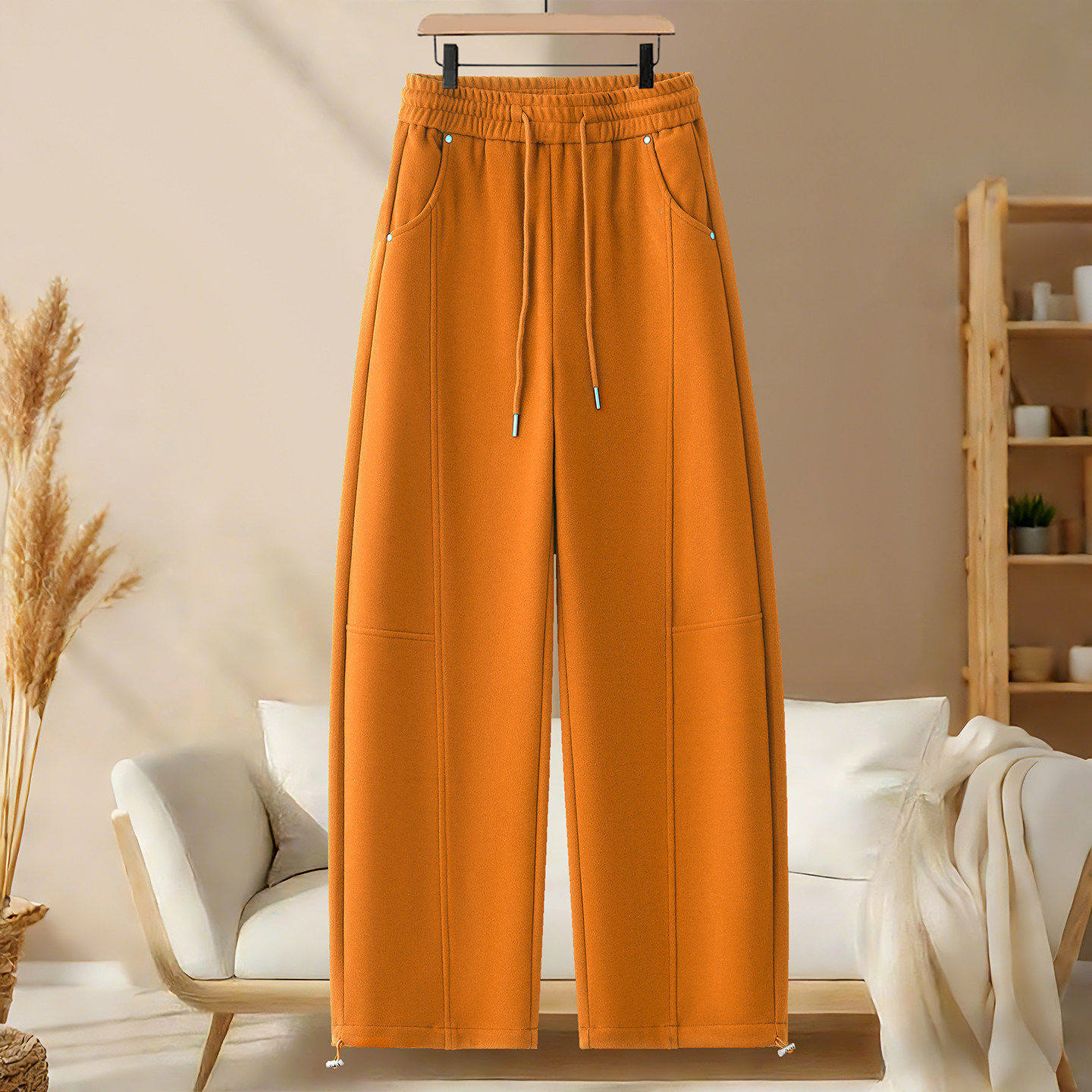 拉夏贝尔加绒加厚弯刀运动裤女秋冬2025年新款高腰显瘦休闲阔腿裤,女装/女士精品,大码裤装,淘宝优惠券,粉丝福利购,淘宝优惠卷