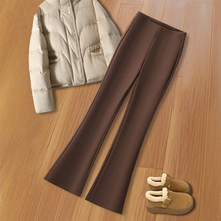 喇叭裤 拉夏贝尔美拉德咖色微喇裤 显瘦修身 型马蹄裤 女秋冬2026款 版