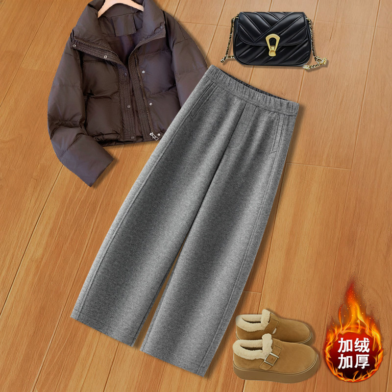 拉夏贝尔羊毛九分弯刀裤女2025年秋冬新款高腰显瘦遮肉休闲香蕉裤,女装/女士精品,休闲裤,淘宝优惠券,粉丝福利购,淘宝优惠卷