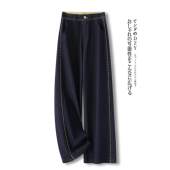 高级感显瘦明线设计感直筒裤 2026新款 女春季 拉夏贝尔蓝阔腿牛仔裤