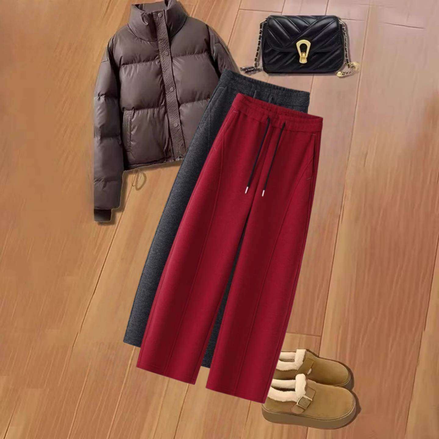 拉夏贝尔设计感休闲阔腿裤女春季2026新款垂坠感高腰显瘦弯刀裤子,女装/女士精品,大码裤装,淘宝优惠券,粉丝福利购,淘宝优惠卷