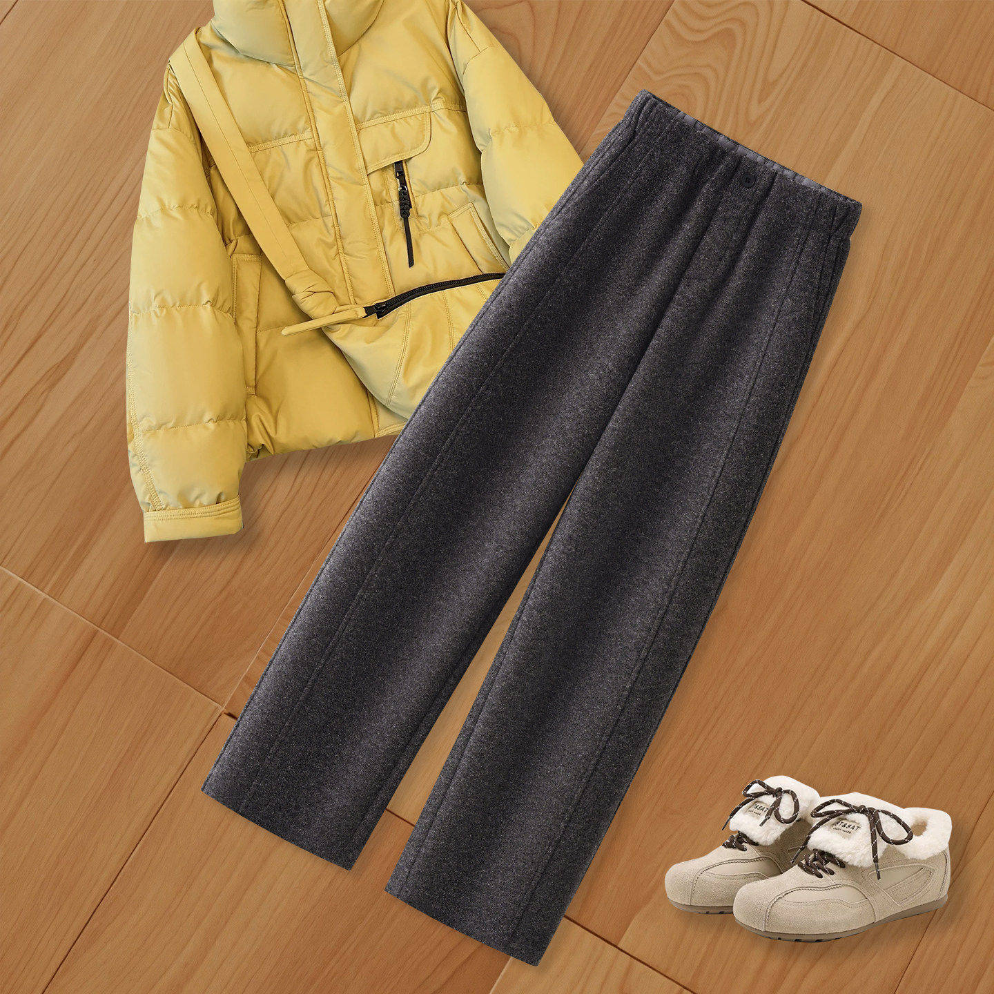 拉夏贝尔高级感弯刀休闲裤女2026春季流行新款高腰宽松显瘦阔腿裤,女装/女士精品,休闲裤,淘宝优惠券,粉丝福利购,淘宝优惠卷