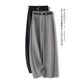 女春秋季 阔腿裤 2026款 高腰显瘦垂感西裤 拉夏贝尔灰色西装 直筒裤 裤