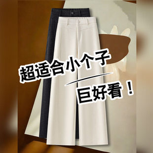 拉夏贝尔米色加绒裤 2026款 防风过冬加绒慵懒风休闲阔腿裤 子女冬季