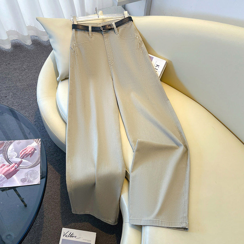 拉夏贝尔高腰窄版阔腿牛仔裤女2026年春季新款今年流行百搭直筒裤,女装/女士精品,牛仔裤,淘宝优惠券,粉丝福利购,淘宝优惠卷