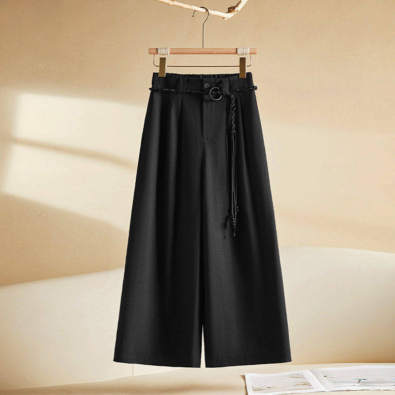 拉夏贝尔米白色休闲阔腿裤女早春2026新款小个子高腰显瘦直筒裤子,女装/女士精品,休闲裤,淘宝优惠券,粉丝福利购,淘宝优惠卷