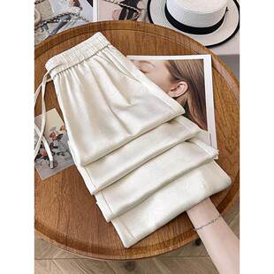 百搭直筒裤 拉夏贝尔阔腿裤 慵懒风松紧腰休闲裤 2026新款 子 女春夏季