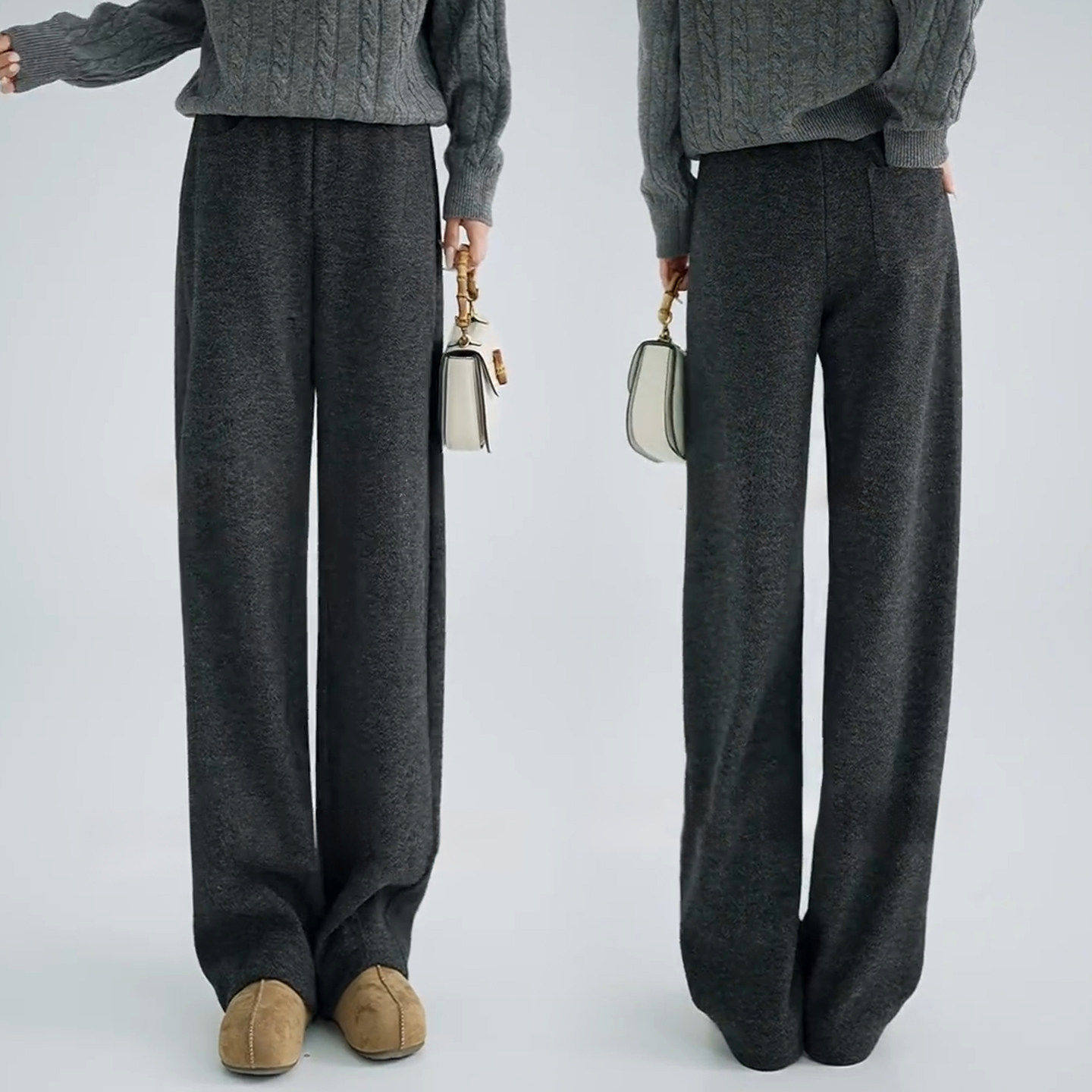 拉夏贝尔今年流行超火休闲弯刀裤女春季2026年新款高腰显瘦阔腿裤,女装/女士精品,休闲裤,淘宝优惠券,粉丝福利购,淘宝优惠卷