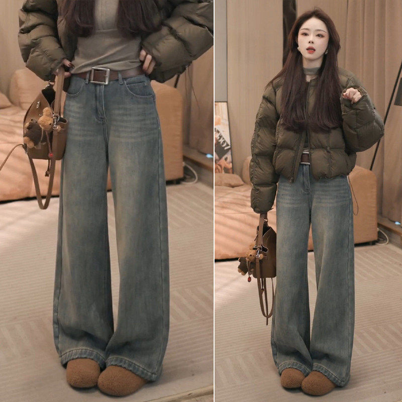 拉夏贝尔高腰牛仔裤女2026新款春季弯刀裤子春装小个子九分阔腿裤,女装/女士精品,大码裤装,淘宝优惠券,粉丝福利购,淘宝优惠卷
