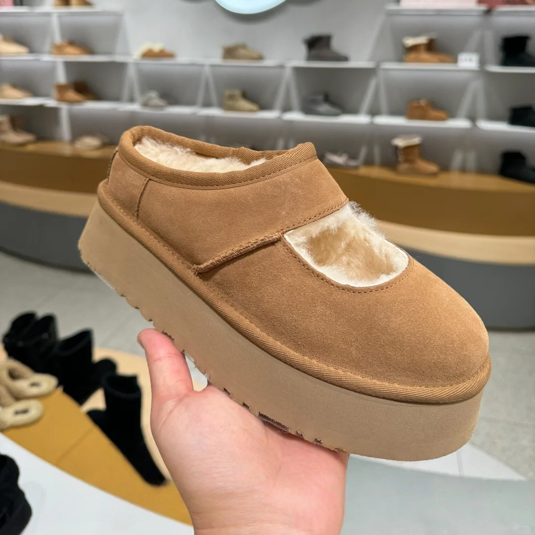 澳洲秋冬雪地靴女士时尚舒适轻便厚底玛丽珍款休闲半托鞋 1167612