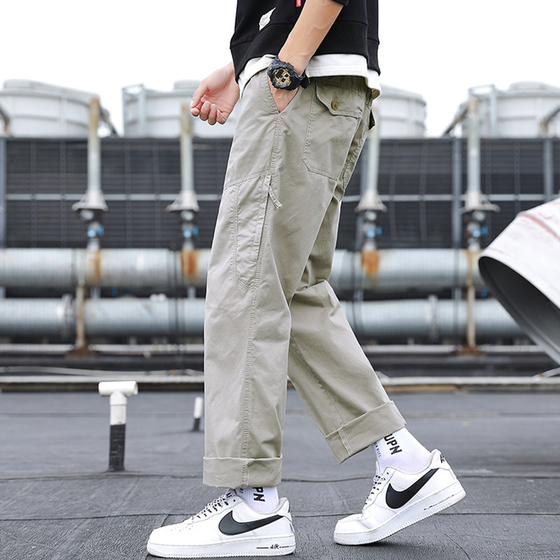 夏季薄款休闲裤男生长裤初中学生潮牌青少年纯棉宽松直筒运动裤子