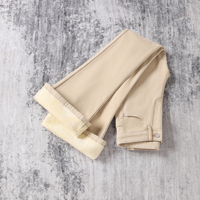 艾格加绒微喇牛仔裤女2025秋冬高腰弹力显瘦百搭拖地裤喇叭裤子