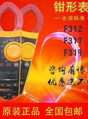 Fluke/福禄克钳形表f317交直流钳形电流表F319高精度钳表F312表笔