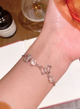 韩系甜美水晶蝴蝶手链女款