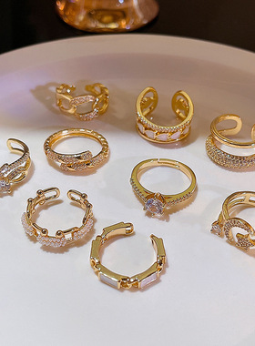 韩版ins风珍珠调节戒指