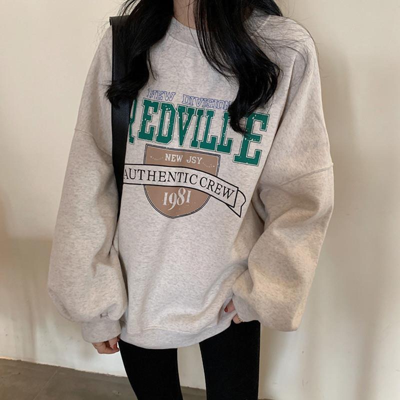 宽松圆领薄款长袖卫衣女潮202卫衣/绒衫