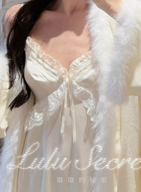 秋冬法式加绒睡袍丝绸吊带女性感纯欲高级新款宫廷风中长款公主裙