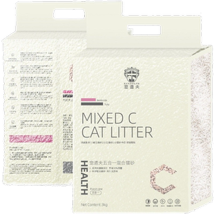 宠道夫5合1混合猫砂去味除臭豆腐猫砂活性炭无尘钠基膨润土砂猫沙