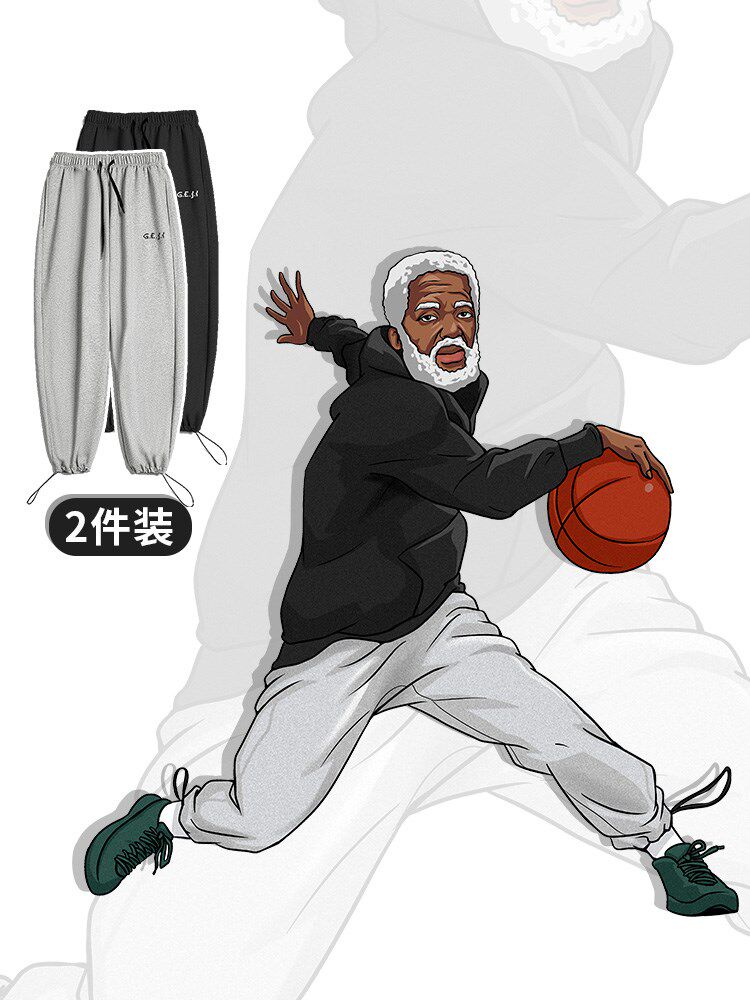 夏季薄款宽松运动裤男束脚抽绳灰色篮球训练裤九分aj卫裤NCAA街球|ruв категории Мужская одежда, брюки - от Buy2taobao.com для оказания профессиональной услуги покупки агента Taobao