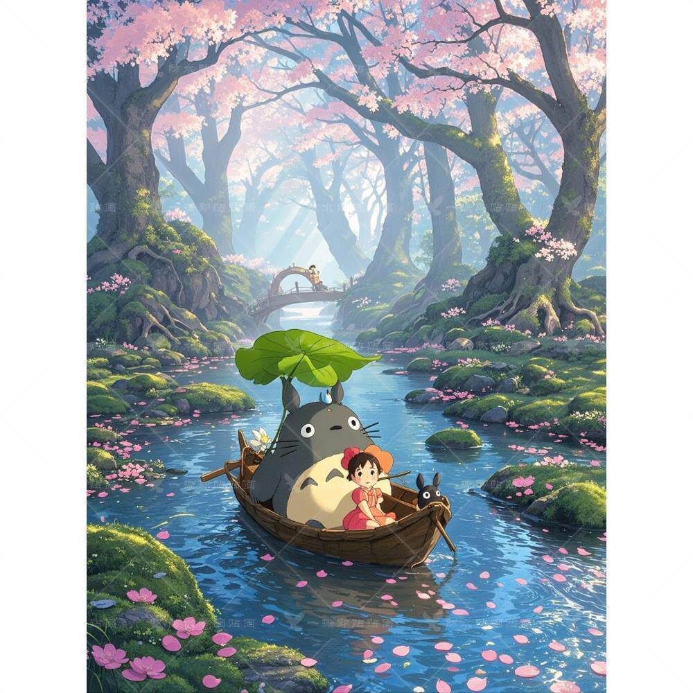 治愈壁纸画宫崎骏龙猫自粘墙贴画卡通动漫玄关装饰贴防水贴纸门贴