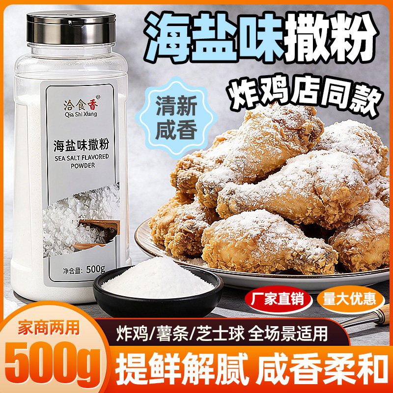 洽食香海盐味撒粉500g瓶装家用炸鸡薯条薯片芝士球撒料商用调味料