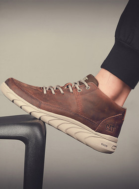 cat卡特男鞋马丁靴春秋季新款英伦风复古工装鞋中帮真皮休闲鞋男