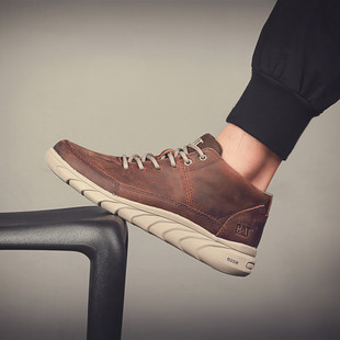 cat卡特男鞋马丁靴春秋季新款英伦风复古工装鞋中帮真皮休闲鞋男