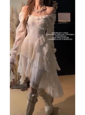 式茶连衣裙女夏季新法款叶边歇不荷规则显瘦短17388裙子