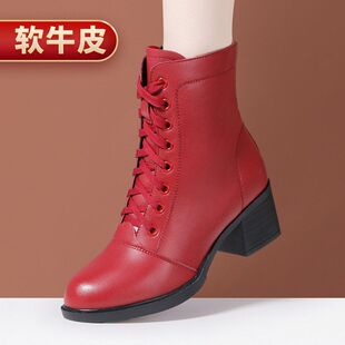 棕色时尚高帮舞蹈鞋秋冬季软底广场舞鞋水兵舞靴子黑色外穿中跟女