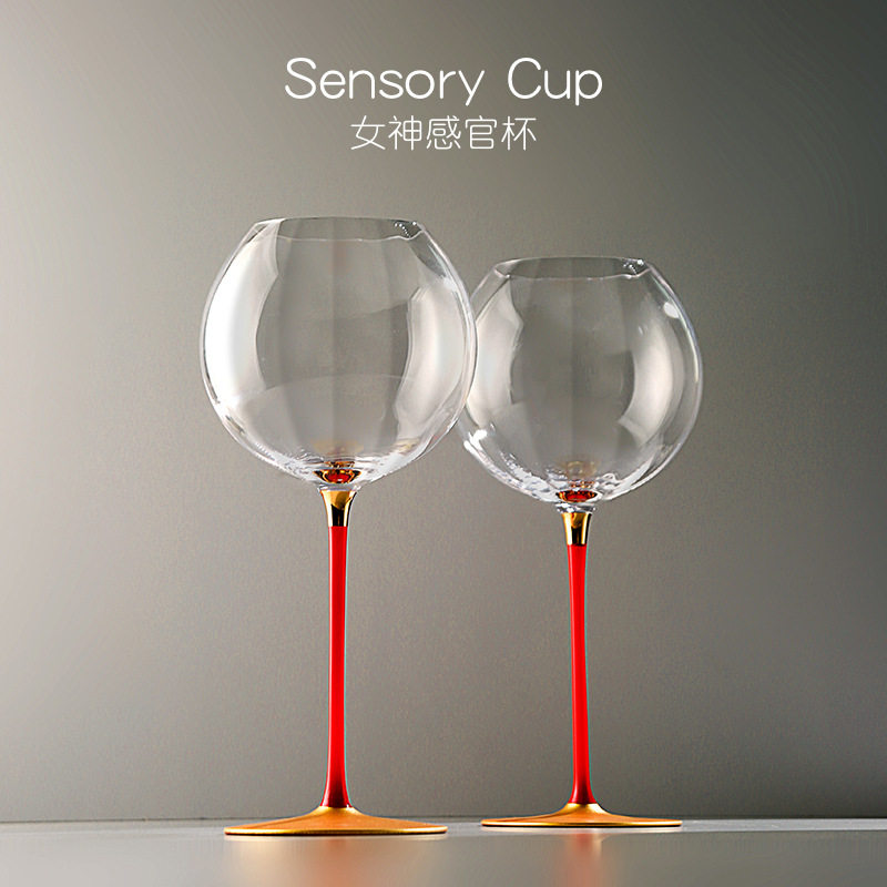手工一体大容量勃艮第葡萄酒高脚杯红杆红酒杯欧式sensory感官杯