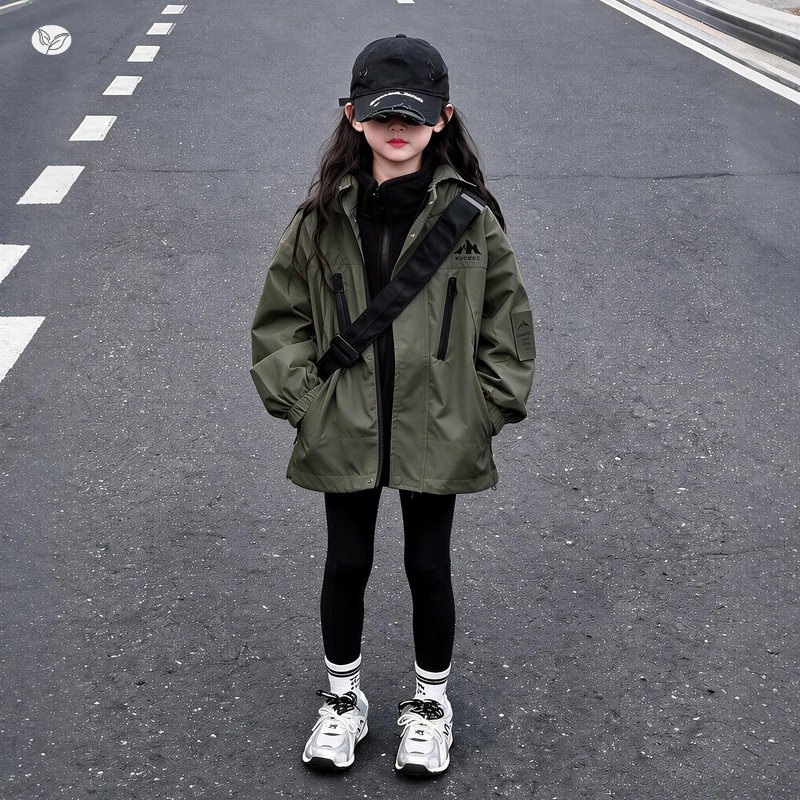 女童三合一冲锋衣2026秋冬新款中大童防风户外登山服中长款夹克衫