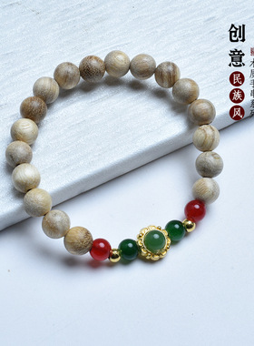 热卖奶香木原创设计手链爆款巴布亚沉香文艺男手女饰品本盘玩手串