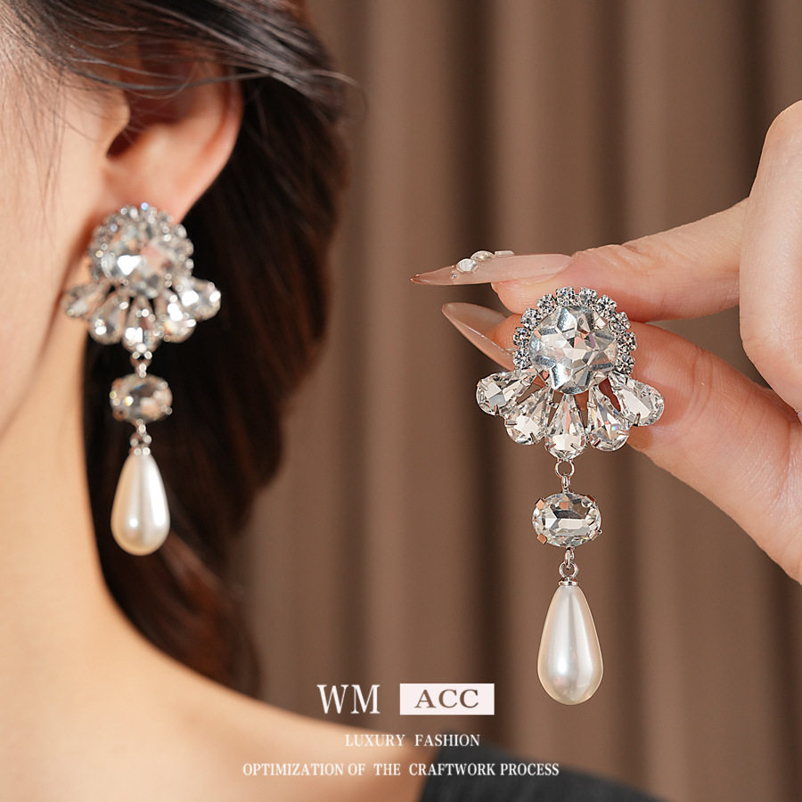 银针镶钻花朵珍珠水滴耳环法式复古宫廷风耳钉小众感精致耳饰,饰品/流行首饰/时尚饰品新,耳环,淘宝优惠券,粉丝福利购,淘宝优惠卷