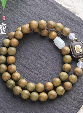 厂家直销绿檀木手串拉姆无事牌檀香盘文玩佛珠男民族风手链女批发