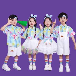 六一儿童演出服套装啦啦队港风团体合唱表演服毕业班服纱裙套装