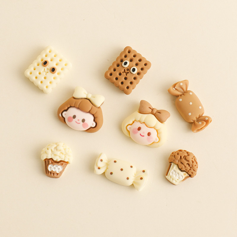 卡通脸红女孩米咖饼干糖果diy奶油胶手机壳材料手作饰品树脂滴胶