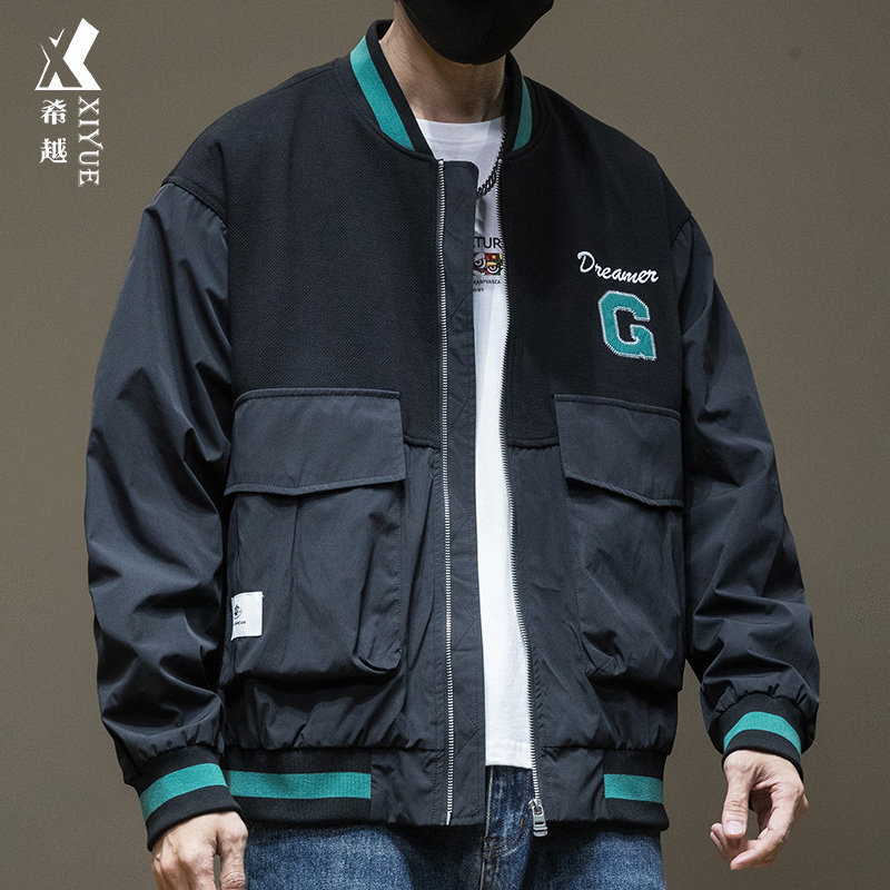 2022春季新款外套男棒球服夹克春秋男士工装大码加肥加大休闲男装