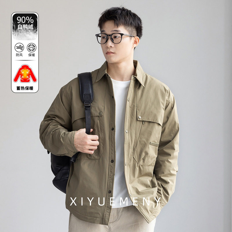 90%白鸭绒工装羽绒服男新款外套