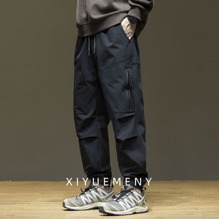 裤 男士 子2025秋冬新款 宽松大码 户外工装 潮流哈伦束脚裤 加绒休闲裤