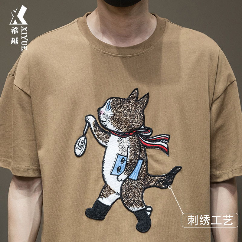 夏季短袖刺绣t潮青年T恤