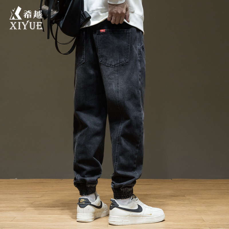 美式休闲束脚休闲牛仔裤男